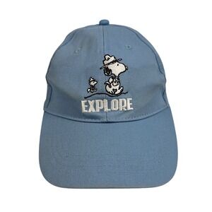 Peanuts Snoopy & Woodstock Explore Blue‎ Baseball Cap Hat Adjustable One Size